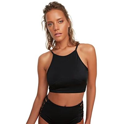 Trendyol Top de Bikini con Cuello en la Espalda, Talla 36, Color Negro Trendyol Top de Bikini con Cuello en la Espalda, Talla 36, Color Negro