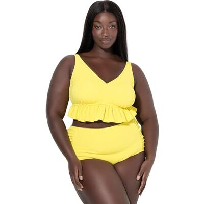 Ulla Popken Bikini para Mujer, Tallas Grandes, Tallas Grandes, Estructura, Volantes, Copas Suaves, Tirantes Ajustables, botón de Oro, 44 Ulla Popken Bikini para Mujer, Tallas Grandes, Tallas Grandes, Estructura, Volantes, Copas Suaves, Tirantes Ajustables, botón de Oro, 44