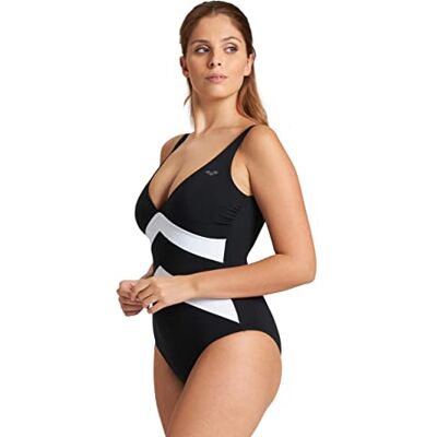ARENA Vera Bañador Bodylift para mujer con copa B, Negro/Blanco, 50 ARENA Vera Bañador Bodylift para mujer con copa B, Negro/Blanco, 50