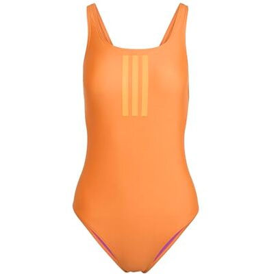Adidas Donna 3 Stripes V-Back Swimsuit, Pure Orange/Pure Tangerine, 30 Adidas Donna 3 Stripes V-Back Swimsuit, Pure Orange/Pure Tangerine, 30