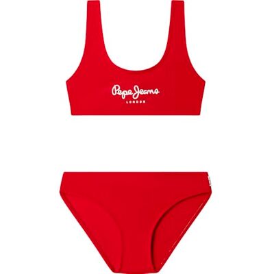 Pepe Jeans Pepe SC Conjunto de Bikini para niña, Rojo (Rojo Cereza), Talla 6 Pepe Jeans Pepe SC Conjunto de Bikini para niña, Rojo (Rojo Cereza), Talla 6