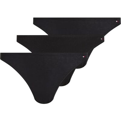 Tommy Hilfiger Braguitas Tipo Bikini Mujer Pack de 3 de canalé, Multicolor (Black Rib/Black), XL Tommy Hilfiger Braguitas Tipo Bikini Mujer Pack de 3 de canalé, Multicolor (Black Rib/Black), XL