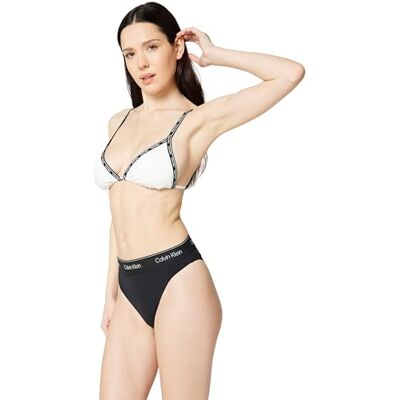 Calvin Mujer Parte Superior de Bikini de Triángulo con Relleno, Blanco (PVH Classic White), M Calvin Mujer Parte Superior de Bikini de Triángulo con Relleno, Blanco (PVH Classic White), M