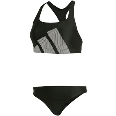 Adidas Mujer Big Bars C-Back Bikini Set Swimwear, Black, 30 Adidas Mujer Big Bars C-Back Bikini Set Swimwear, Black, 30