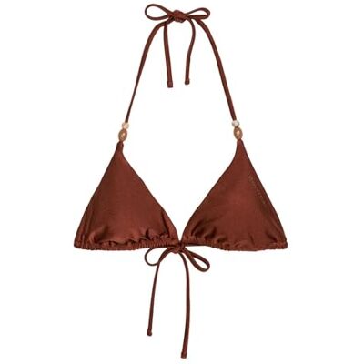 Marc O'Polo Top de Bikini triángulo Shiny para Mujer, Breezy Leaf Cappuccino, XL Marc O'Polo Top de Bikini triángulo Shiny para Mujer, Breezy Leaf Cappuccino, XL