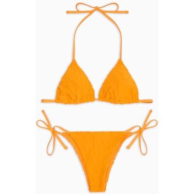 Giorgio Armani Bikini Triangular con Logotipo 3D para Mujer, Color Naranja, Talla XL, Mango 3D EA Logo, XL Giorgio Armani Bikini Triangular con Logotipo 3D para Mujer, Color Naranja, Talla XL, Mango 3D EA Logo, XL