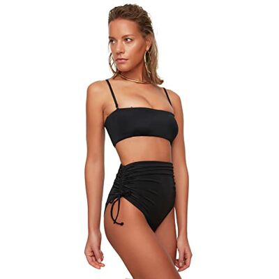 Trendyol Parte Inferior de Bikini de Cintura Alta Normal Trotter para Mujer, Negro, 36 Trendyol Parte Inferior de Bikini de Cintura Alta Normal Trotter para Mujer, Negro, 36