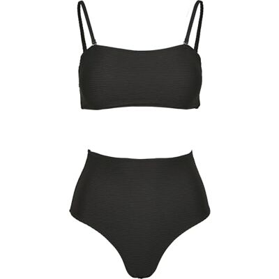 Urban Classics Bikini de Cintura Alta para Mujer Juego, Negro, XS Urban Classics Bikini de Cintura Alta para Mujer Juego, Negro, XS