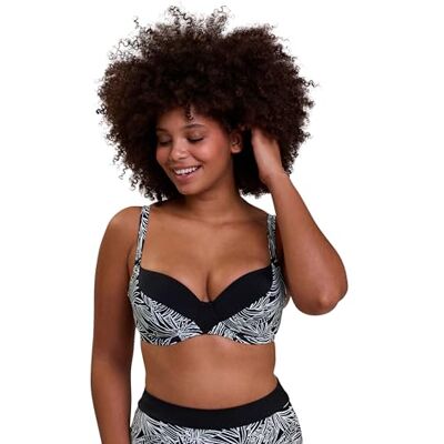 Sans Complexe Top de Bikini Seychelles para Mujer, Estampado gráfico de Palmeras, 80D Sans Complexe Top de Bikini Seychelles para Mujer, Estampado gráfico de Palmeras, 80D