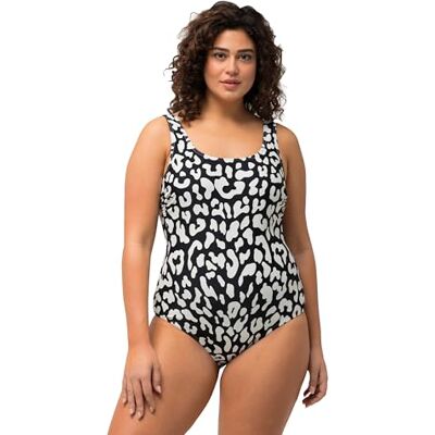 Ulla Popken Bañador para Mujer Alice, Softliner, Dg, Leo, Negro, 62-64 Ulla Popken Bañador para Mujer Alice, Softliner, Dg, Leo, Negro, 62-64