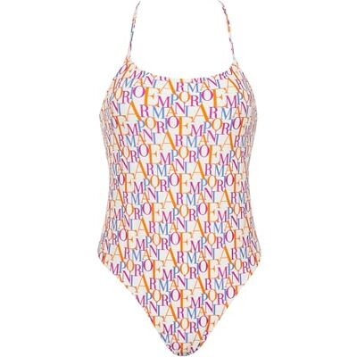 Giorgio Armani One Piece Swimsuit Traje de baño de una Pieza, Bianco/Logo Multicol, XS para Mujer Giorgio Armani One Piece Swimsuit Traje de baño de una Pieza, Bianco/Logo Multicol, XS para Mujer