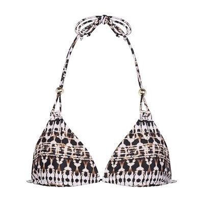 Dorina Top de Bikini Triángulo Togo Mago, Tirantes para Atar en Cuello y Espalda, Sin Aros, Relleno Extraíble, Detalle Cuentas Doradas, Marron Dorina Top de Bikini Triángulo Togo Mago, Tirantes para Atar en Cuello y Espalda, Sin Aros, Relleno Extraíble, Detalle Cuentas Doradas, Marron