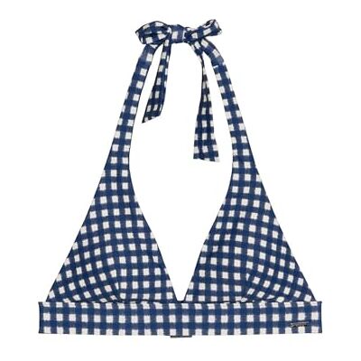 Marc O'Polo Top de Bikini triángulo Shiny para Mujer, Shiny Navypeonycheck, M Marc O'Polo Top de Bikini triángulo Shiny para Mujer, Shiny Navypeonycheck, M