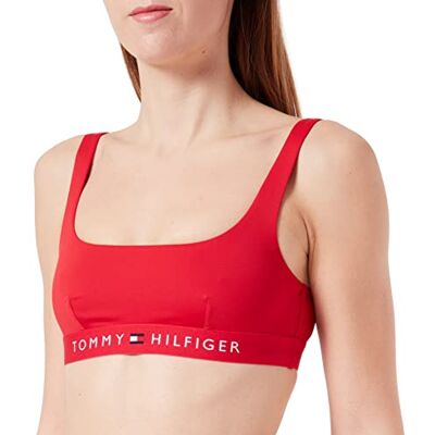 Tommy Hilfiger Top de Bikini Tipo Bralette sin Relleno para Mujer, Rojo (Primary Red), M Tommy Hilfiger Top de Bikini Tipo Bralette sin Relleno para Mujer, Rojo (Primary Red), M