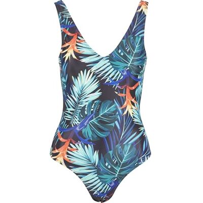 Urban Classics Ladies High Leg Pattern Swimsuit Traje de Bao de una Sola Pieza, Vriesea Black, M para Mujer Urban Classics Ladies High Leg Pattern Swimsuit Traje de Bao de una Sola Pieza, Vriesea Black, M para Mujer