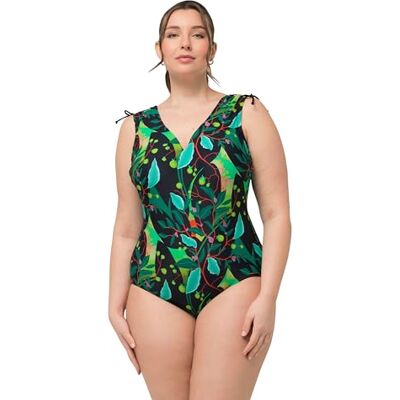 Ulla Popken Bañador, Hojas, Copas Blandas, Hombro Fruncido, Rellenos Blandos Negro 60 100-60 Ulla Popken Bañador, Hojas, Copas Blandas, Hombro Fruncido, Rellenos Blandos Negro 60 100-60