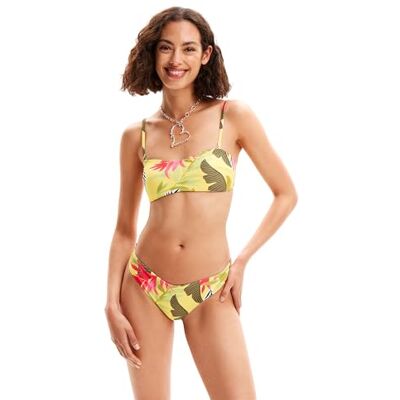 Desigual Swim_Palms_Top Bikini, Amarillo, L para Mujer Desigual Swim_Palms_Top Bikini, Amarillo, L para Mujer