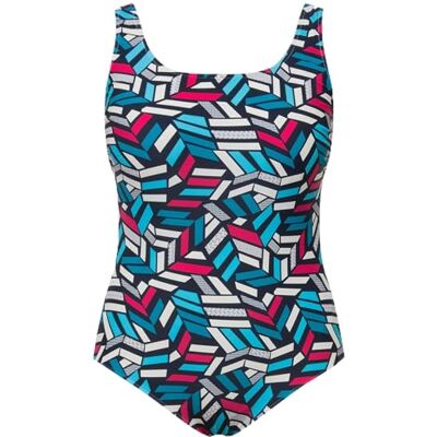 Ulla Popken Bañador, Estampado gráfico, sin Rellenos Blandos, Cuello Redondo Marina 54+ 130-54+ Ulla Popken Bañador, Estampado gráfico, sin Rellenos Blandos, Cuello Redondo Marina 54+ 130-54+