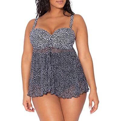 Smart & Sexy Smart+Sexy Full Busted Ruffle Twist Bandeau Tankini Top, Fresh Water Pearl Print, 95D para Mujer Smart & Sexy Smart+Sexy Full Busted Ruffle Twist Bandeau Tankini Top, Fresh Water Pearl Print, 95D para Mujer