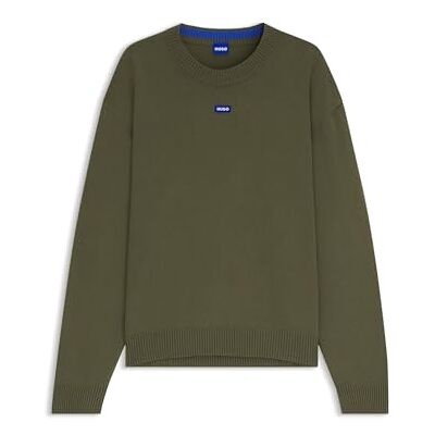 HUGO Sudadera para Hombre San Casey-CP Knitted_Sweater, Verde Abierto., S HUGO Sudadera para Hombre San Casey-CP Knitted_Sweater, Verde Abierto., S