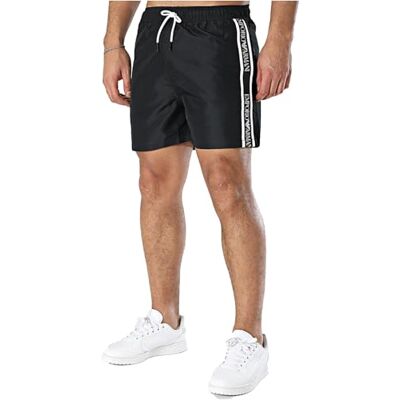 Giorgio Armani Traje de baño para Hombre con Cinta con Logotipo de 4 Pulgadas, Negro -, X-Large Giorgio Armani Traje de baño para Hombre con Cinta con Logotipo de 4 Pulgadas, Negro -, X-Large