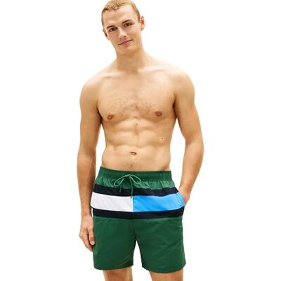 Tommy Hilfiger Bañador Hombre Medium Drawstring con Bolsillo Trasero, Verde (Street Green), XXL Tommy Hilfiger Bañador Hombre Medium Drawstring con Bolsillo Trasero, Verde (Street Green), XXL
