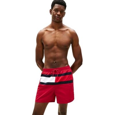 Tommy Hilfiger Bañador Hombre Medium Drawstring con Bolsillo Trasero, Rojo (Raspberry Juice), XXL Tommy Hilfiger Bañador Hombre Medium Drawstring con Bolsillo Trasero, Rojo (Raspberry Juice), XXL