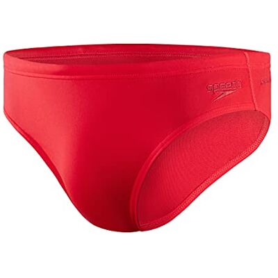 Speedo Men's Essential Eco Endurance+ 7cm Swimming Briefs Chlorine Resistant Recycled Fabric Swim Fitness Training Holiday, Fed Red, 32 Speedo Men's Essential Eco Endurance+ 7cm Swimming Briefs Chlorine Resistant Recycled Fabric Swim Fitness Training Holiday, Fed Red, 32