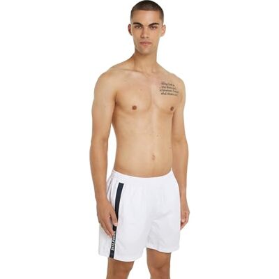 Tommy Hilfiger Bañador Hombre Medium Drawstring Tape Pernera media, Blanco (White), XL Tommy Hilfiger Bañador Hombre Medium Drawstring Tape Pernera media, Blanco (White), XL