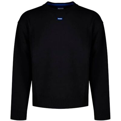 HUGO Sudadera para Hombre San Casey-CP Knitted_Sweater, 415 Azul Marino, M HUGO Sudadera para Hombre San Casey-CP Knitted_Sweater, 415 Azul Marino, M