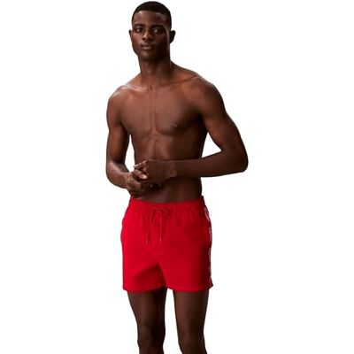 Calvin Pantalones de natación Cortos con cordón para Hombre, Rojo (Red Gala), S Calvin Pantalones de natación Cortos con cordón para Hombre, Rojo (Red Gala), S
