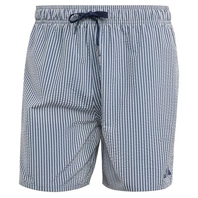 Adidas Uomo Seersucker Stripy Swim Shorts 5 Inch, Wonder White/preloved Ink, XS Adidas Uomo Seersucker Stripy Swim Shorts 5 Inch, Wonder White/preloved Ink, XS