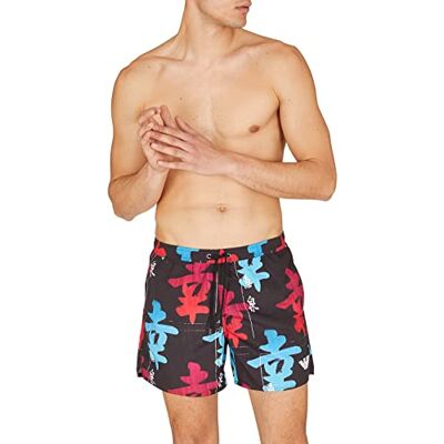 Giorgio Armani Swimwear Men's Graphic Patterns Boxer Short, Traje de baño de los Hombres, Macro Ideogram, 48 Giorgio Armani Swimwear Men's Graphic Patterns Boxer Short, Traje de baño de los Hombres, Macro Ideogram, 48