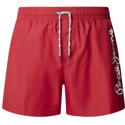 Pepe Jeans Pantalones Cortos de baño con Logotipo para Hombre, Rojo (Rojo Real), Talla S Pepe Jeans Pantalones Cortos de baño con Logotipo para Hombre, Rojo (Rojo Real), Talla S