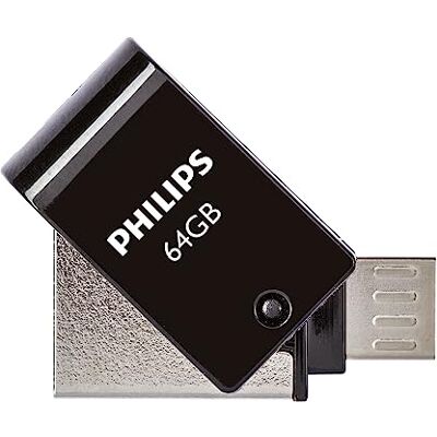 Philips USB Stick 64GB Dual Connector USB 3.1 y Micro USB Flash Drive para PC, portátil, Ordenador, (Android) Smartphone, Tablet Small Reads up to 25MB/s Black Philips USB Stick 64GB Dual Connector USB 3.1 y Micro USB Flash Drive para PC, portátil, Ordenador, (Android) Smartphone, Tablet Small Reads up to 25MB/s Black