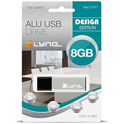 Xlyne Memoria USB 2.0 de Aluminio de Alta Velocidad, diseño Flash de 8 GB, Aluminio Xlyne Memoria USB 2.0 de Aluminio de Alta Velocidad, diseño Flash de 8 GB, Aluminio