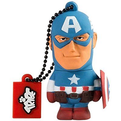 Tribe Disney Marvel Avengers Captain America Memoria USB 2.0 de 16 GB Pendrive Flash Drive de Goma con Llavero, Color Azul Tribe Disney Marvel Avengers Captain America Memoria USB 2.0 de 16 GB Pendrive Flash Drive de Goma con Llavero, Color Azul
