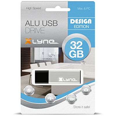 Xlyne Memoria USB de 32 GB 2.0 ALU de Alta Velocidad, diseño de Unidad Flash 177561, Aluminio Xlyne Memoria USB de 32 GB 2.0 ALU de Alta Velocidad, diseño de Unidad Flash 177561, Aluminio