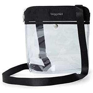Baggallini Bolso cruzado cruzado para mujer de 10 x 11 pulgadas, ligero, resistente al agua, con bolsillos RFID y acceso rápido, Negro con forro de arena., Talla única Baggallini Bolso cruzado cruzado para mujer de 10 x 11 pulgadas, ligero, resistente al agua, con bolsillos RFID y acceso rápido, Negro con forro de arena., Talla única
