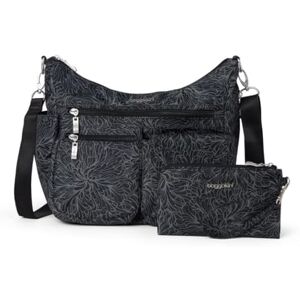 Baggallini Modern Everywhere Bagg Bolso bandolera tipo hobo ligero y resistente al agua para mujer, bolsillo para teléfono de fácil acceso, Estampado de flores de mediano, Talla única Baggallini Modern Everywhere Bagg Bolso bandolera tipo hobo ligero y resistente al agua para mujer, bolsillo para teléfono de fácil acceso, Estampado de flores de mediano, Talla única