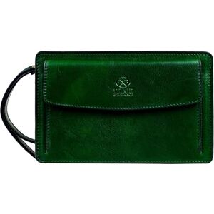 Time Resistance Bolso de mano de cuero para hombre Organizador de muñeca maletín hecho a mano en Italia, Verde Time Resistance Bolso de mano de cuero para hombre Organizador de muñeca maletín hecho a mano en Italia, Verde