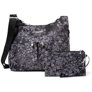 Baggallini Bolso cruzado cruzado para mujer, bolsa de viaje ligera y resistente al agua, correa ajustable, bolsillos exteriores, Hortensia Negra Baggallini Bolso cruzado cruzado para mujer, bolsa de viaje ligera y resistente al agua, correa ajustable, bolsillos exteriores, Hortensia Negra