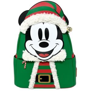 Loungefly Disney Mickey Mouse Elf Holiday Bolso de hombro con doble correa para mujer, Verde, Medium Loungefly Disney Mickey Mouse Elf Holiday Bolso de hombro con doble correa para mujer, Verde, Medium