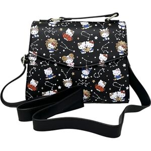 Loungefly Sanrio Hello Kitty Zodiac Bolso bandolera con estampado de zodiaco, Negro -, Medium Loungefly Sanrio Hello Kitty Zodiac Bolso bandolera con estampado de zodiaco, Negro -, Medium