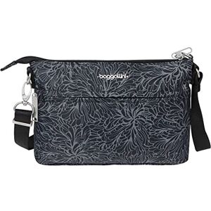 Baggallini Bolso bandolera antirrobo Securtex® para mujer, Estampado de flores de mediano, Talla única Baggallini Bolso bandolera antirrobo Securtex® para mujer, Estampado de flores de mediano, Talla única