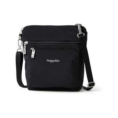 Baggallini Bolso de mano para mujer, 21,6 x 21,6 cm, con RFID, ligero, impermeable, moderno, con bolsillos, Negro, talla única Baggallini Bolso de mano para mujer, 21,6 x 21,6 cm, con RFID, ligero, impermeable, moderno, con bolsillos, Negro, talla única
