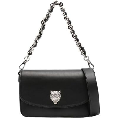 PLEIN SPORT New Flap Devon FW 24, Bolso para Mujer, Negro, C PLEIN SPORT New Flap Devon FW 24, Bolso para Mujer, Negro, C