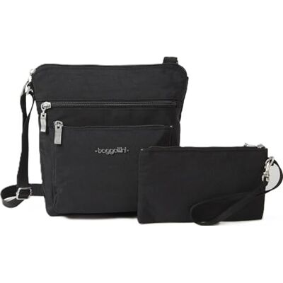Baggallini Pocket Crossbody Travel Bag with RFID, Bolsos de Hombro para Mujer, Negro/Arena, Talla única Baggallini Pocket Crossbody Travel Bag with RFID, Bolsos de Hombro para Mujer, Negro/Arena, Talla única