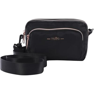 TOTTO Bolso Riñonera Mujer, Modelo Funty, Dimensiones 20 x 13 x 7.5 cm, 2 Compartimentos con Cremallera, Correa Larga para Hombro y Correa Oculta para Riñonera, Color Negro TOTTO Bolso Riñonera Mujer, Modelo Funty, Dimensiones 20 x 13 x 7.5 cm, 2 Compartimentos con Cremallera, Correa Larga para Hombro y Correa Oculta para Riñonera, Color Negro