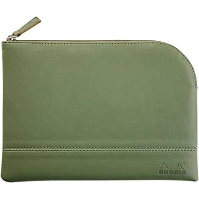 Rhodia rama pochette zippé en simili cuir italien taille M (16x22 cm) SAUGE Rhodia rama pochette zippé en simili cuir italien taille M (16x22 cm) SAUGE